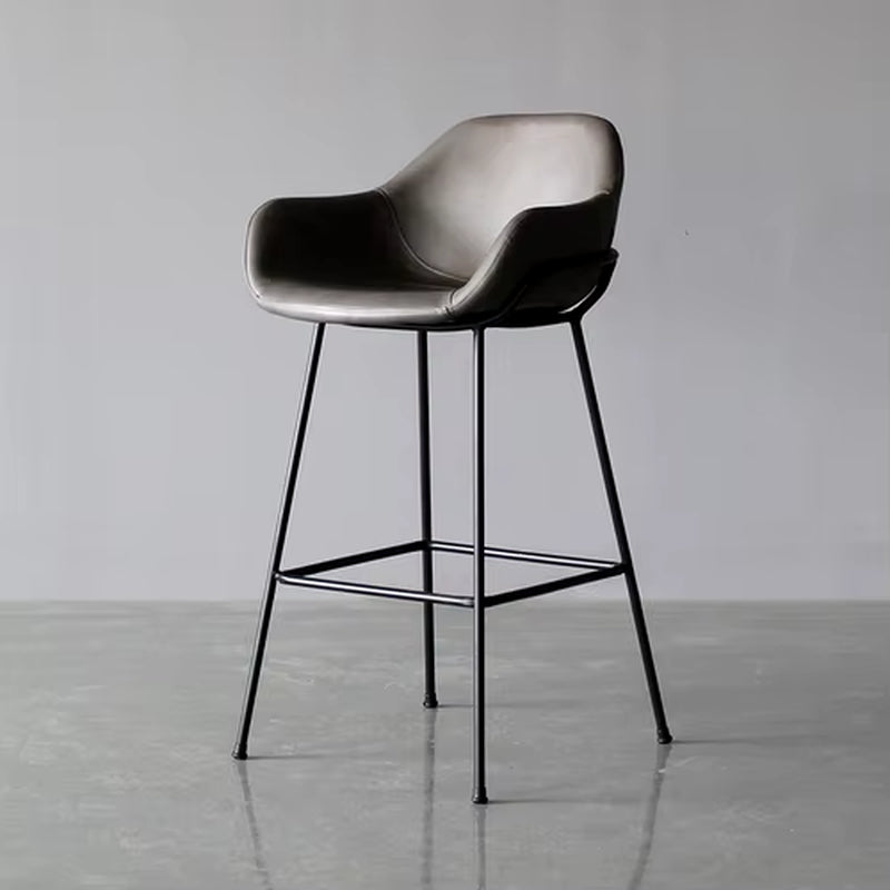 Nordic Bar Stools Designer Creative Backrest Chair Minimalist Household High Stool Industrial Style Bar Stool Leather Bar Stool