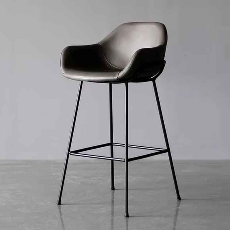 Nordic Bar Stools Designer Creative Backrest Chair Minimalist Household High Stool Industrial Style Bar Stool Leather Bar Stool