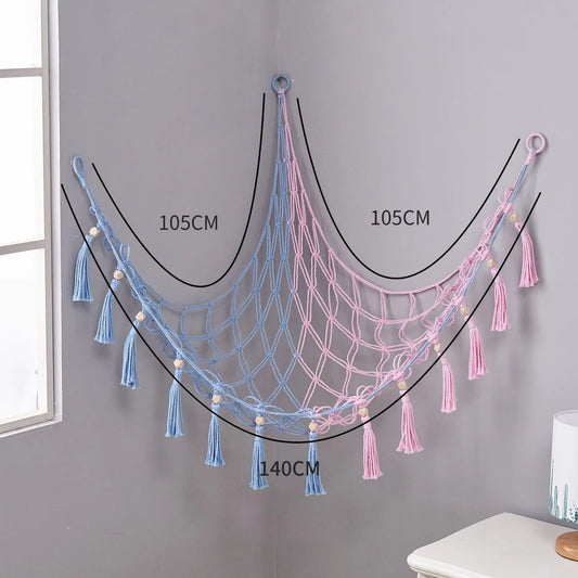 Toy Storage Net Hammock Corner Stuffed Toy Storage Hammock Organizer Toy Hanging Net Bag Home Organization Storage Supplies