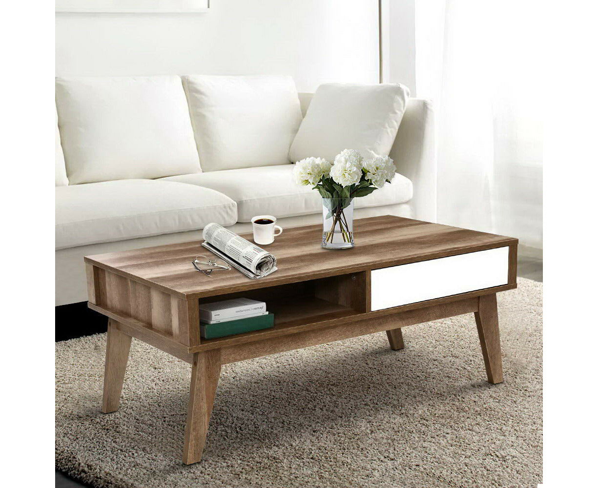 Coffee Table 2 Drawers Walnut Serena