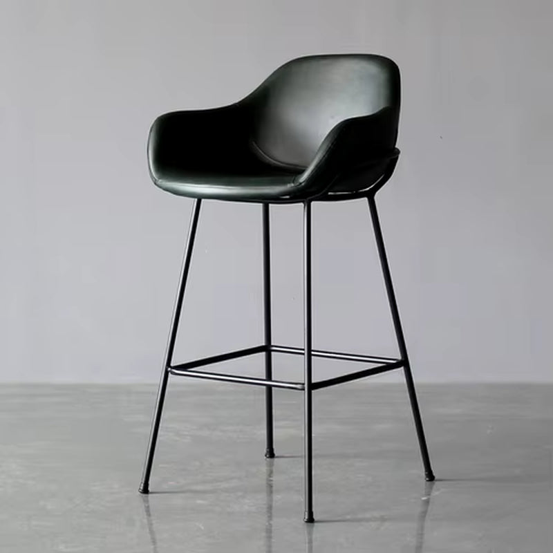 Nordic Bar Stools Designer Creative Backrest Chair Minimalist Household High Stool Industrial Style Bar Stool Leather Bar Stool