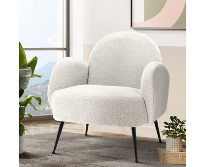 Armchair Lounge Chair Armchairs Accent Arm Chairs Sherpa Boucle White