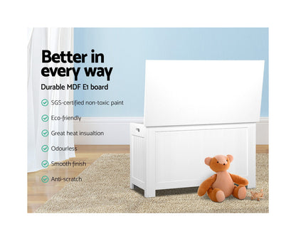 Kids Toy Box Chest Storage Blanket Children Clothes Room Organiser White