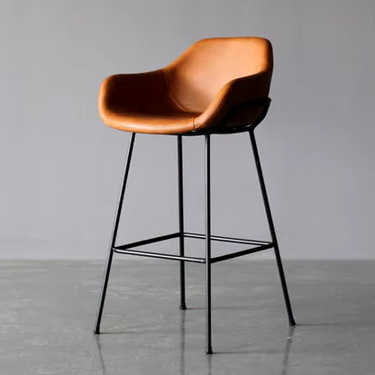 Nordic Bar Stools Designer Creative Backrest Chair Minimalist Household High Stool Industrial Style Bar Stool Leather Bar Stool