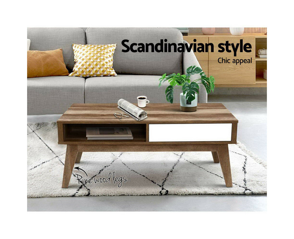 Coffee Table 2 Drawers Walnut Serena